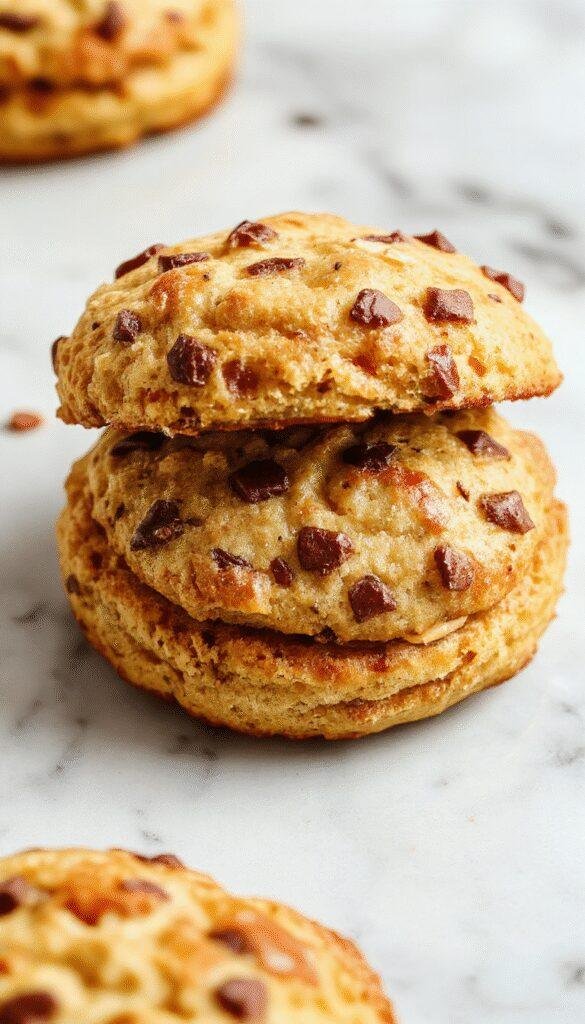 Freshly baked power-packed morning protein biscuits on a rustic wooden table
