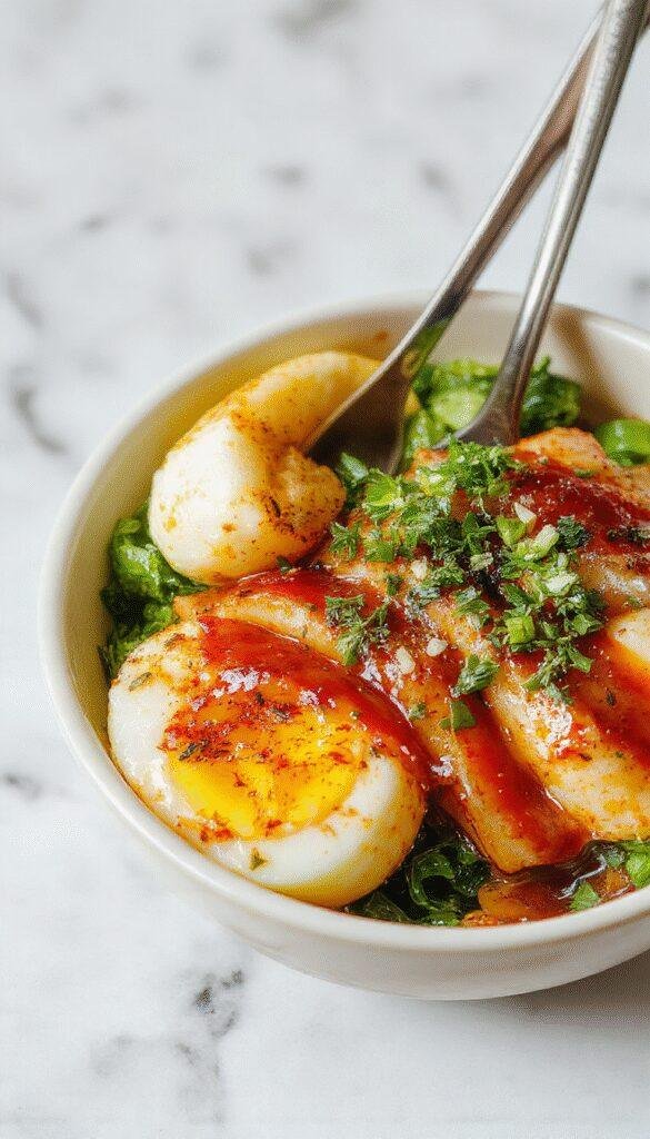 A colorful plate of Egg Roll Bowl with seasoned ground meat, shredded cabbage, and sliced green onions served in a bowl