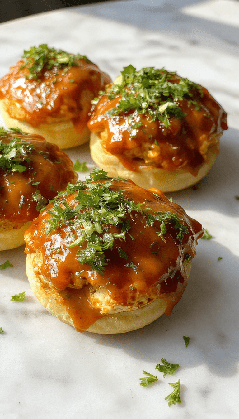Colorful Buffalo chicken sliders arranged on a rustic wooden platter, topped with creamy blue cheese crumbles, chopped celery, and vibrant hot sauce drizzle, styled with fresh herbs and a side of celery sticks