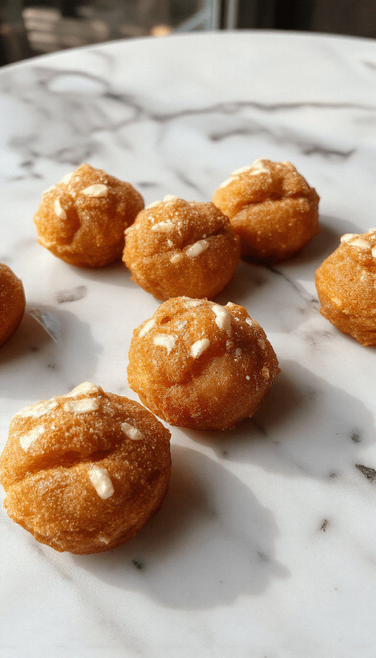 Golden brown baked churro bites arranged on a white plate, coated with cinnamon sugar, with a sprinkling of extra cinnamon on top, drizzled with chocolate sauce, styled with a rustic wooden background.