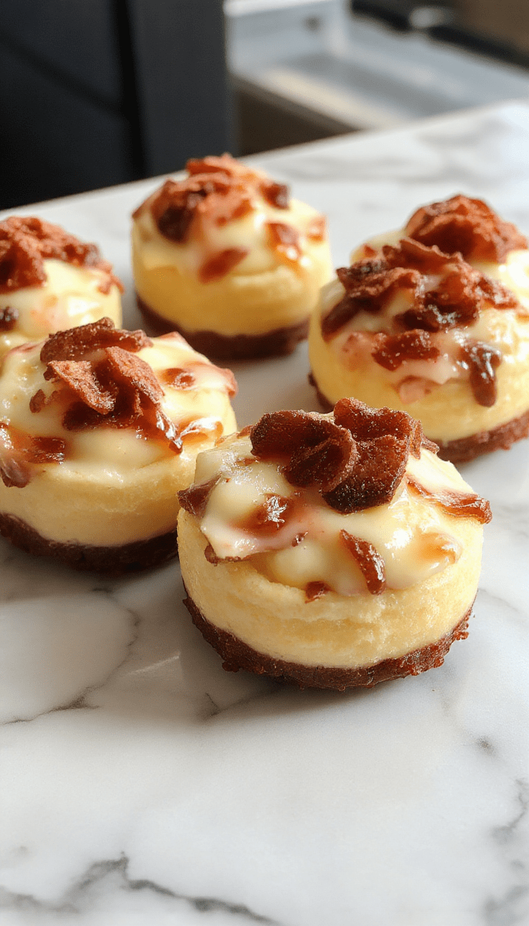 Colorful display of mini cheesecakes with a golden crust, topped with fresh berries and a drizzle of fruit compote, arranged on a white platter with a rustic background and natural lighting, showcasing creamy texture and elegant presentation