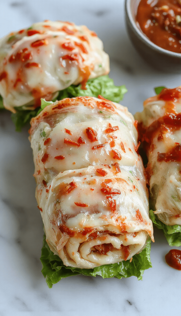 A vibrant plate featuring golden-brown cabbage rolls filled with seasoned meat and rice, topped with a rich tomato sauce and garnished with fresh herbs, presented on a rustic wooden table with a side of colorful vegetables.