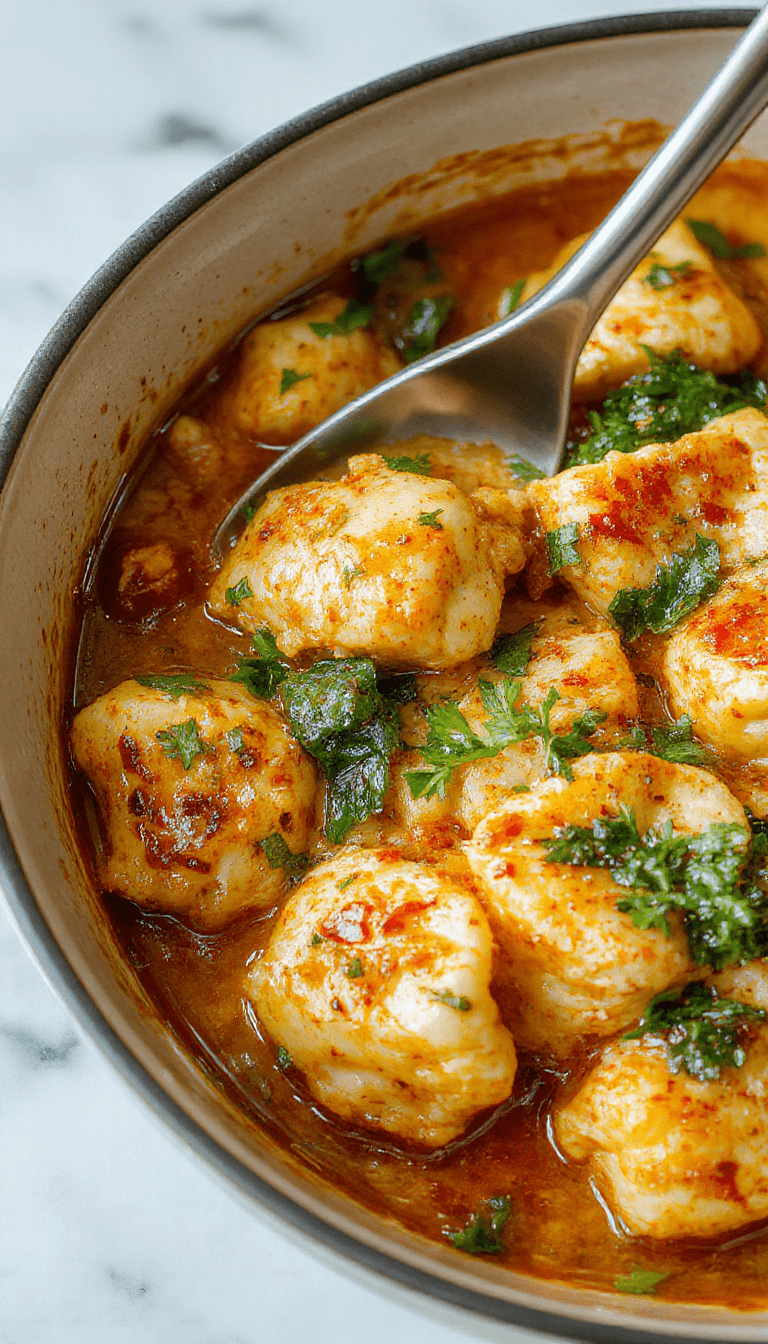 Vibrant dish featuring golden-brown chicken pieces coated in spicy garlic butter sauce, nestled around tender cheese tortellini, garnished with chopped parsley and red pepper flakes on a rustic white plate.