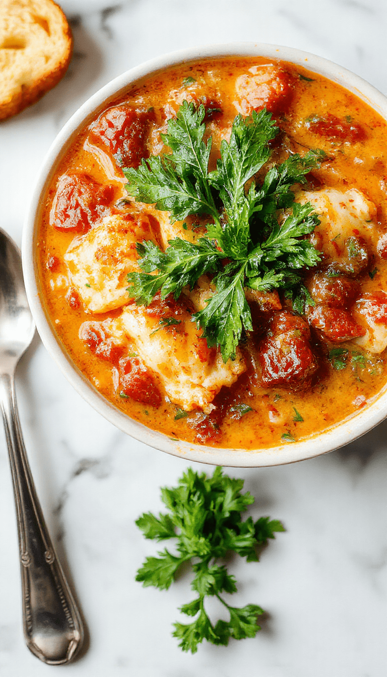 A steaming bowl of hearty high protein lasagna soup garnished with shredded cheese, fresh basil leaves, and melted mozzarella, served with crusty garlic bread on a rustic wooden table with vibrant ingredients visible.